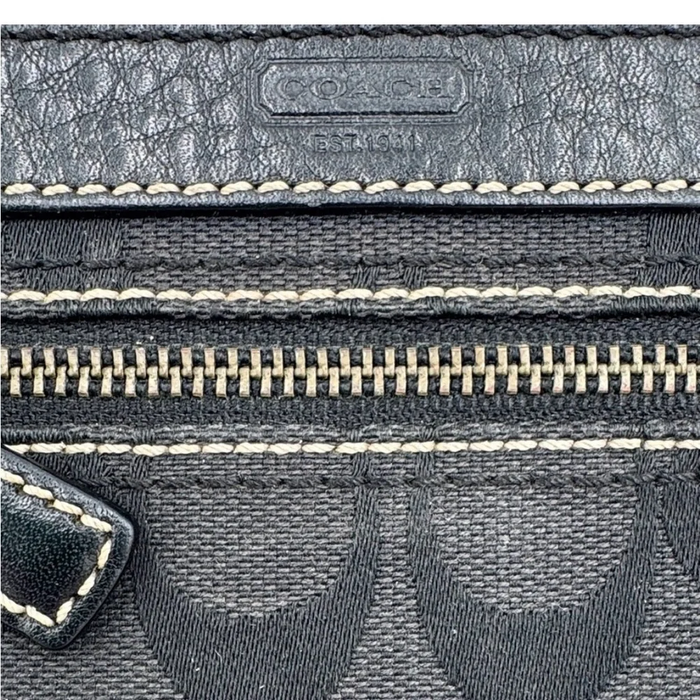 Coach Black and Gray Wristlet with Signature Design